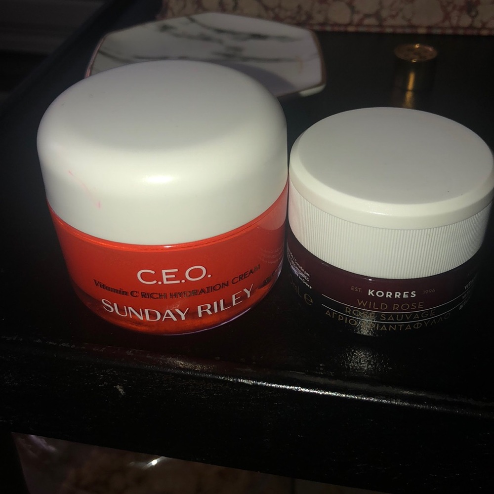 Sunday Riley CEO cream / Korres wild rose cream